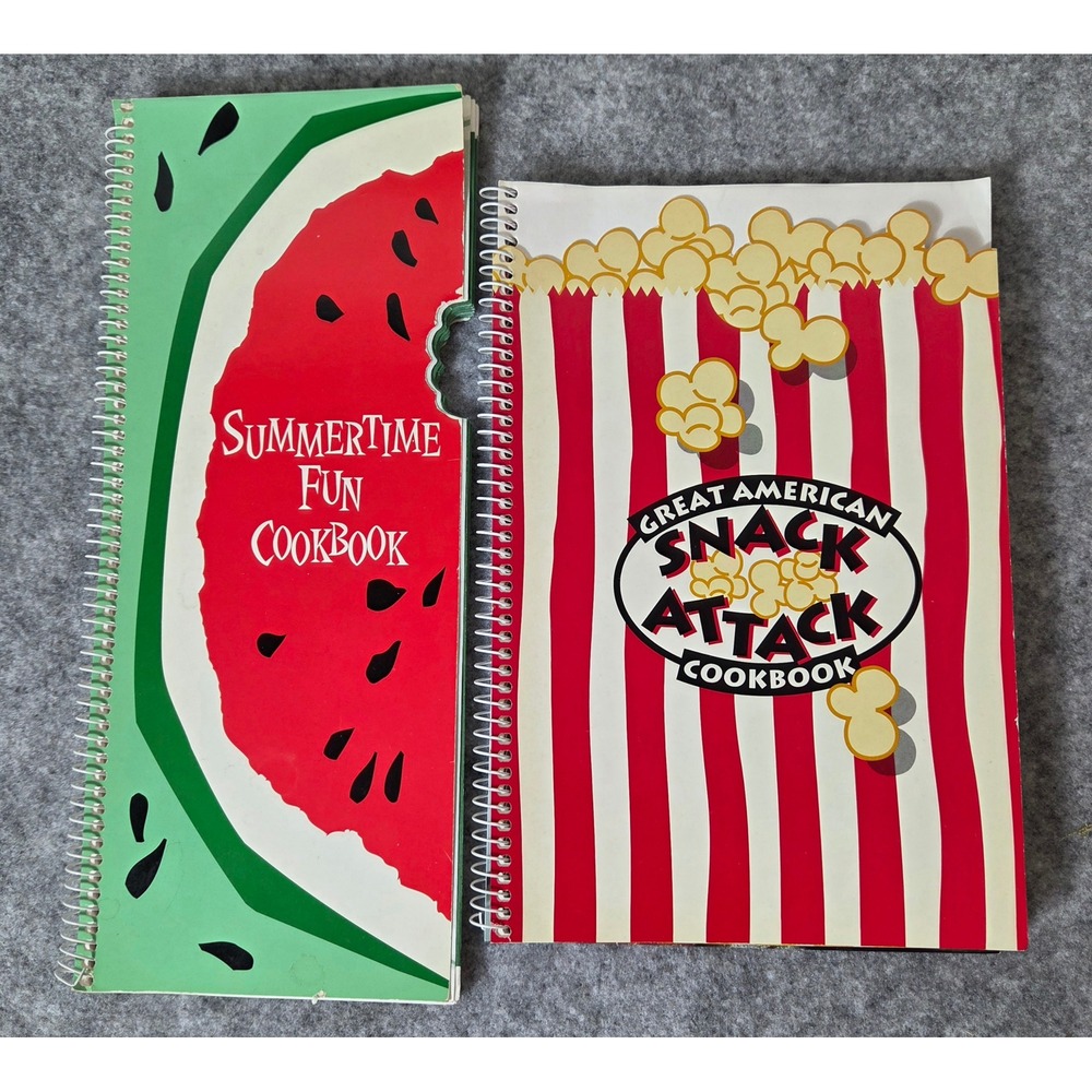 Vintage Summertime Fun & Great American Snack Attack Spiral Cookbook Set Novelty